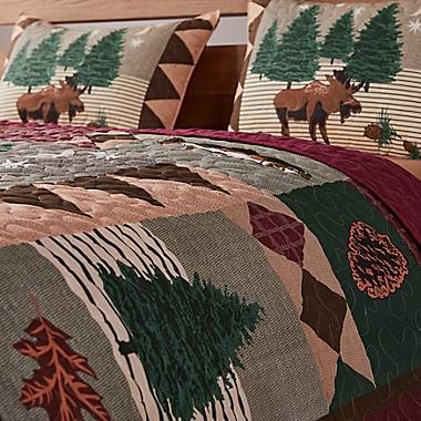 Moose Lodge Reversible Full/Queen Quilt Set in Natural. View a larger version of this product image.