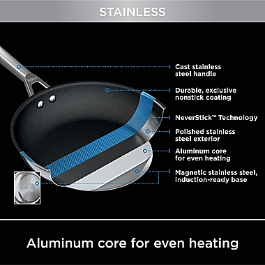 Ninja&trade; Foodi&trade; NeverStick&trade; Nonstick 3 qt. Stainless Steel Saute Pan. View a larger version of this product image.