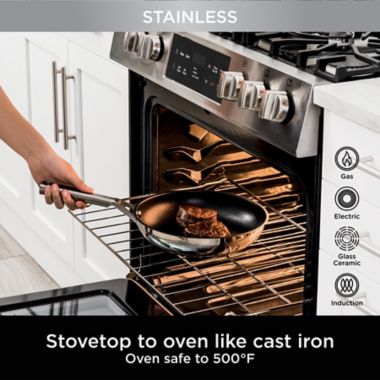Ninja&trade; Foodi NeverStick Nonstick 8-Inch &amp; 10.25-Inch Stainless Steel Fry Pan Set. View a larger version of this product image.
