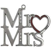 Mr &amp; Mrs 2021 Christmas Ornament in Silver/Red
