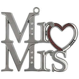 Mr & Mrs 2021 Christmas Ornament in Silver/Red