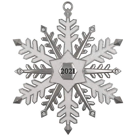 Alternate image 1 for Snowflake 2021 Christmas Ornament in Silver/White