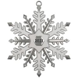 Snowflake 2021 Christmas Ornament in Silver/White