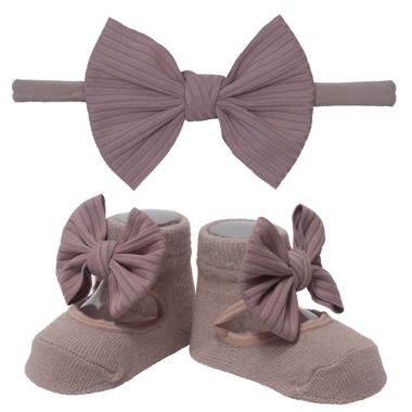 So 'dorable Size 0-12M&nbsp; 2-Piece Sea Fog Headband and Bootie Set. View a larger version of this product image.