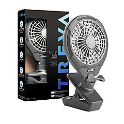 Treva® Battery-Powered 5-Inch Clip Fan with USB in Grey