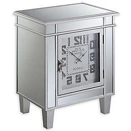 Gold Coast Clock End Table with Storage Cabinet in Silver