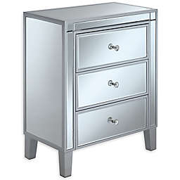 Gold Coast Large Mirrored 3-Drawer End Table in Silver