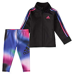 adidas® Glow Tricot Jacket and Legging Set in Purple/Black