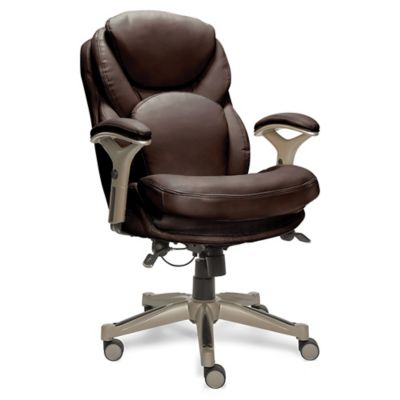Ivory Bonded Leather Serta Works Ergonomic Executive Office Chair with Back in Motion Technology