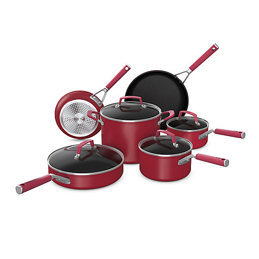 Alternate image 1 for Ninja™ Foodi™ NeverStick™ Vivid Nonstick Aluminum 10-Piece Cookware Set in Red