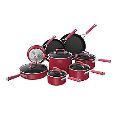 Ninja&trade; Foodi&trade; NeverStick&trade; Vivid Nonstick Aluminum 13-Piece Cookware Set in Red. View a larger version of this product image.