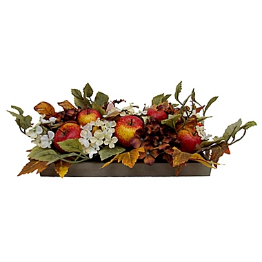Bee &amp; Willow&trade; 6.5-Inch Hydrangeas and Apples Floral Centerpiece with Wooden Box. View a larger version of this product image.