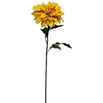 29.5-Inch Satin Stemmed Dahlia Flower in Yellow