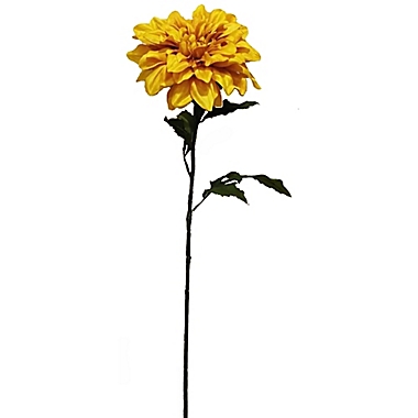 29.5-Inch Satin Stemmed Dahlia Flower in Yellow. View a larger version of this product image.