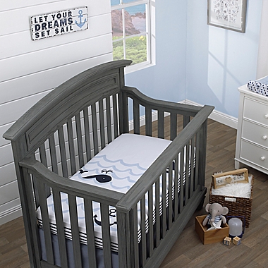 Nautica Kids&reg; Nautical Adventure Photo Op Fitted Crib Sheet in Navy. View a larger version of this product image.