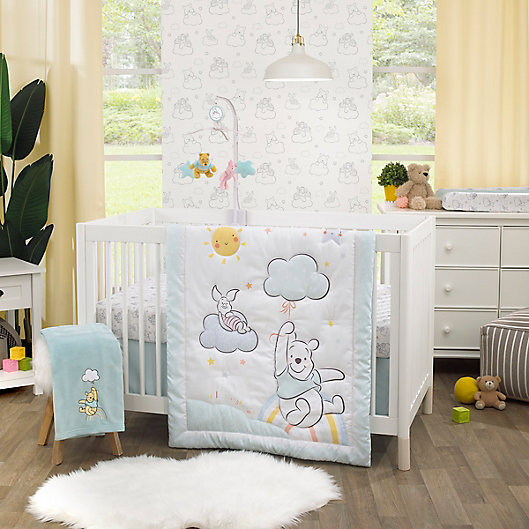 Alternate image 1 for Disney® Winnie The Pooh Hello Sunshine 3-Piece Crib Bedding Set in Aqua