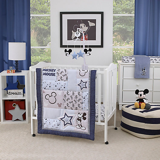 Alternate image 1 for Disney® Timeless Mickey Mouse 3-Piece Mini Crib Bedding Set in Navy