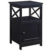 Oxford End Table with Storage Cabinet and Shelf in Black