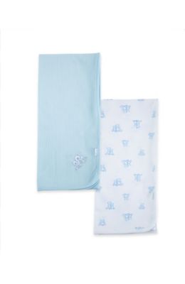 Little Me&reg; 2-Pack Bear Organic Cotton Receiving Blankets in Blue