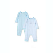 Little Me&reg; 2-Pack Striped Bear Organic Cotton Coveralls in Blue