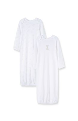 Little Me&reg; Size 0-3M 2-Pack Organic Cotton Long Sleeve Gowns in White