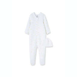 Little Me® 2-Piece Cloud Quilted Long Sleeve Footie and Hat Set in White