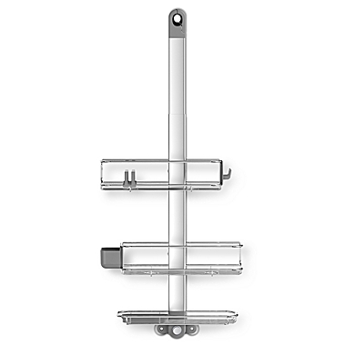 simplehuman&reg; Adjustable Shower Caddy Plus in Stainless Steel. View a larger version of this product image.