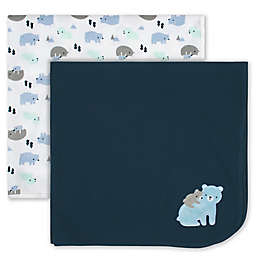 Just Born® 2-Pack Bear Cotton Thermal Blankets in Blue