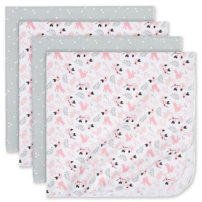 Just Born&reg; 4-Pack Bunnies Cotton Flannel Blankets in Grey