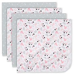 Just Born® 4-Pack Bunnies Cotton Flannel Blankets in Grey