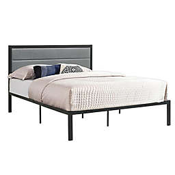 Belle Isle Highland King Upholstered Panel Bed in Black/Grey