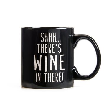"SHHH... THERE'S WINE IN THERE!" 18 oz. Coffee Mug in Black. View a larger version of this product image.
