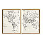 Kate and Laurel&trade; Sylvie 2-Piece Vintage World Map Framed Canvas Wall Art