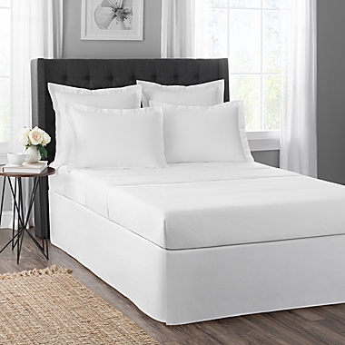 Simply Essential&trade; Microfiber Tailored Queen Bed Skirt in White. View a larger version of this product image.