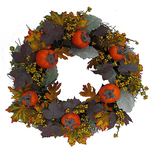 Alternate image 1 for Bee & Willow™ 22-Inch Persimmon and Berry Vine Wreath in Orange