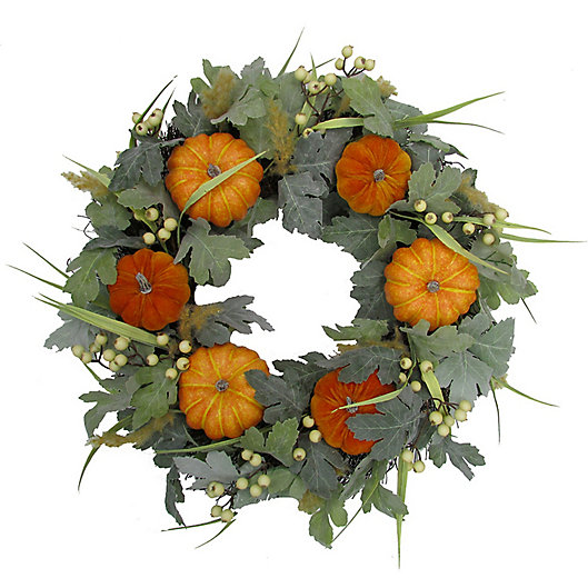 Alternate image 1 for 24-Inch Pumpkin/Berry Spiral Vine Wreath