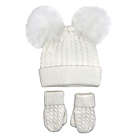 Alternate image 0 for NYGB&trade; Size 2T-4T 2-Piece Cable Knit Double Pom-Pom Hat and Mitten Set in Ivory