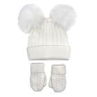 Alternate image 0 for NYGB&trade; Size 12-24M 2-Piece Cable Knit Double Pom-Pom Hat and Mitten Set in Ivory