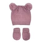 Alternate image 0 for NYGB&trade; Size 0-12M Double Pom-Pom Hat and Mitten Set in Mauve
