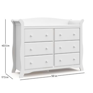 Storkcraft&reg; Avalon 6-Drawer Double Dresser in White. View a larger version of this product image.