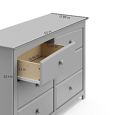 Storkcraft&reg; Kenton 6-Drawer Double Dresser in Pebble Grey. View a larger version of this product image.