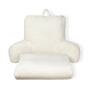 Simply Essential&trade; Honeycomb 2-Piece Backrest Pillow and Throw Blanket Bundle in Egret. View a larger version of this product image.