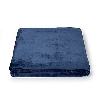 Simply Essential&trade; Solid Plush Throw Blanket in Navy. View a larger version of this product image.