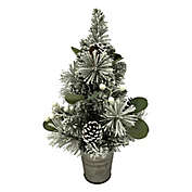 Bee &amp; Willow&trade; 18-Inch Flocked Tabletop Tree in Green with Galvanized Bucket