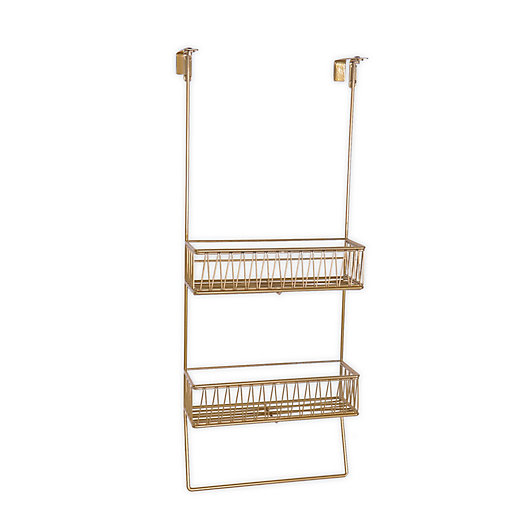 Brushed Gold Bathroom Shower Caddy Wire Space Aluminum Basket Storage Shelves