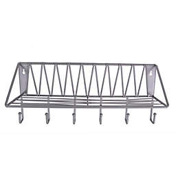 Wild Sage™ Wire Wall Shelf with Hooks in Silver