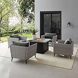 Crosley Richland 5-Piece Conversation Set with Fire Table in Grey