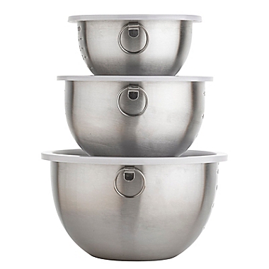 Simply Essential&trade; Stainless Steel Mixing Bowls with Lids (Set of 3). View a larger version of this product image.