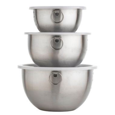 Simply Essential&trade; Stainless Steel Mixing Bowls with Lids (Set of 3). View a larger version of this product image.