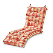 Greendale Home Fashions Watermelon Stripe Outdoor Chaise Lounge Cushion in Coral